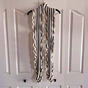 NWT Talbots cream and blue ruffle and striped scarf